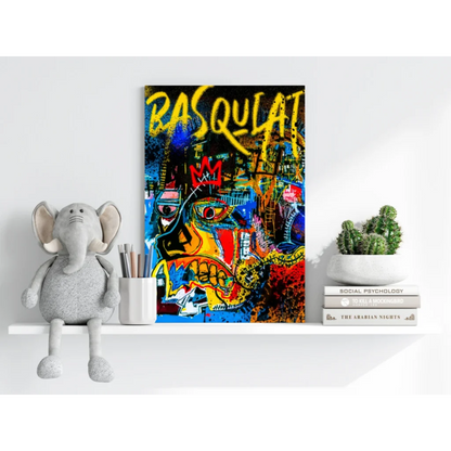 Vibrant Basquiat-style graffiti face on insigne aluminum print