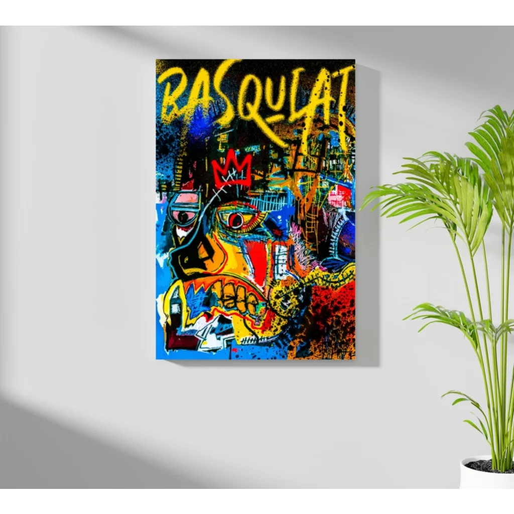 Vibrant Basquiat-style graffiti face on insigne aluminum print