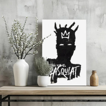 Jean Michel Basquiat Crown Canvas Print Four Panel Set | Glass Wall Art Print | vintageantiquesgifts.com