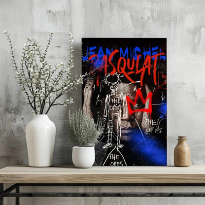 Basquiat Graffiti Insigne Aluminum Prints Electrify Your Walls | Glass Wall Art Print | vintageantiquesgifts.com