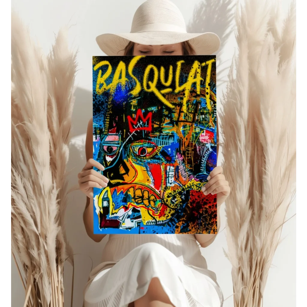 Basquiat Style Graffiti Face Insigne Aluminum Prints | Contemporary Home Wall Art | vintageantiquesgifts.com