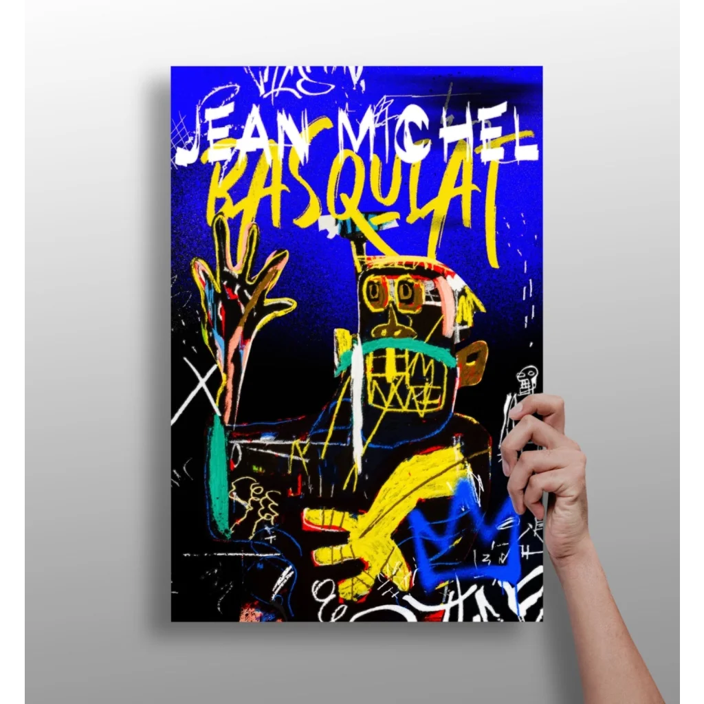 Basquiat Graffiti Art Insigne Aluminum Prints in Electric Blue | Insigneart USA | vintageantiquesgifts.com