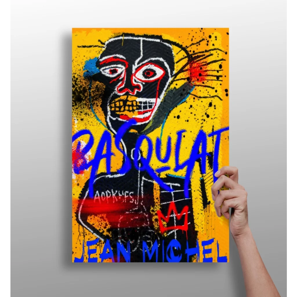 Vibrant Basquiat skull graffiti on insigne aluminum prints