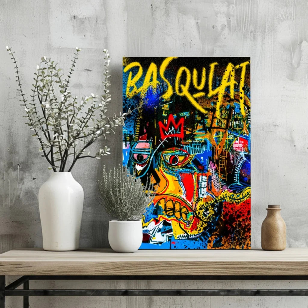 Basquiat Style Graffiti Face Insigne Aluminum Prints | Glass Wall Art Print | vintageantiquesgifts.com