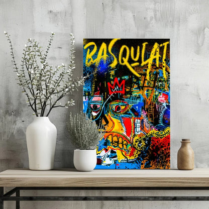 Basquiat Style Graffiti Face Insigne Aluminum Prints | Glass Wall Art Print | vintageantiquesgifts.com