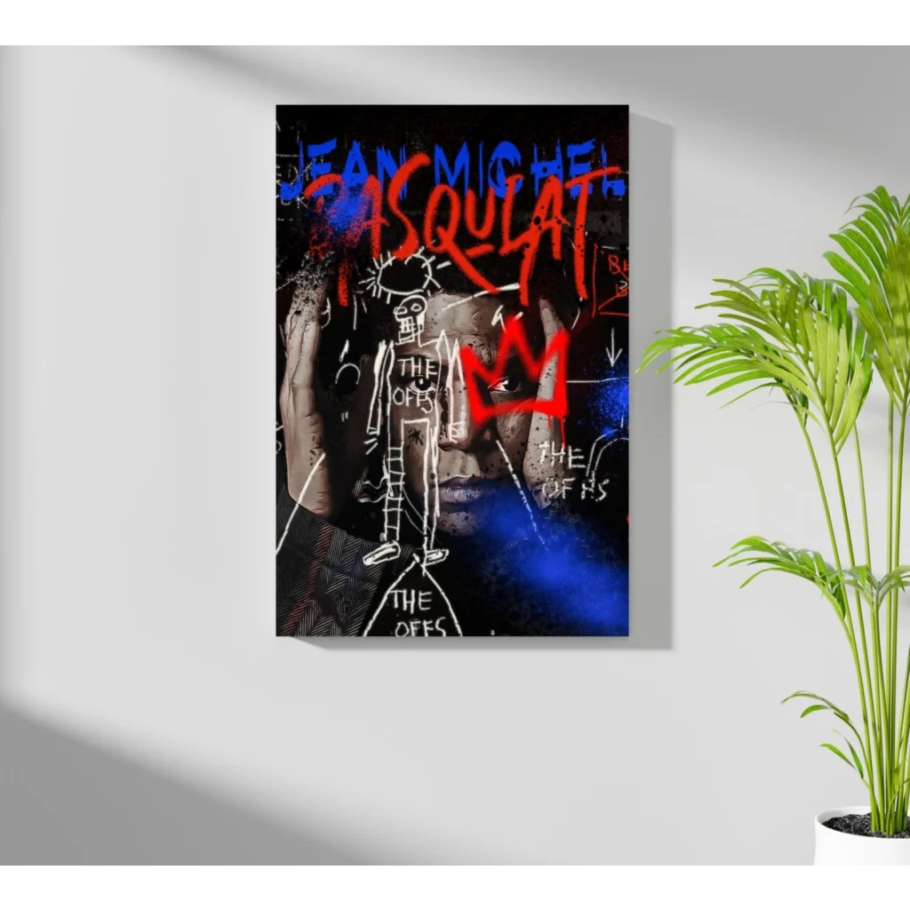 Basquiat graffiti insigne aluminum print with asquat portrait