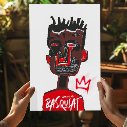 Bold Basquiat crown insigne aluminum prints set in red black