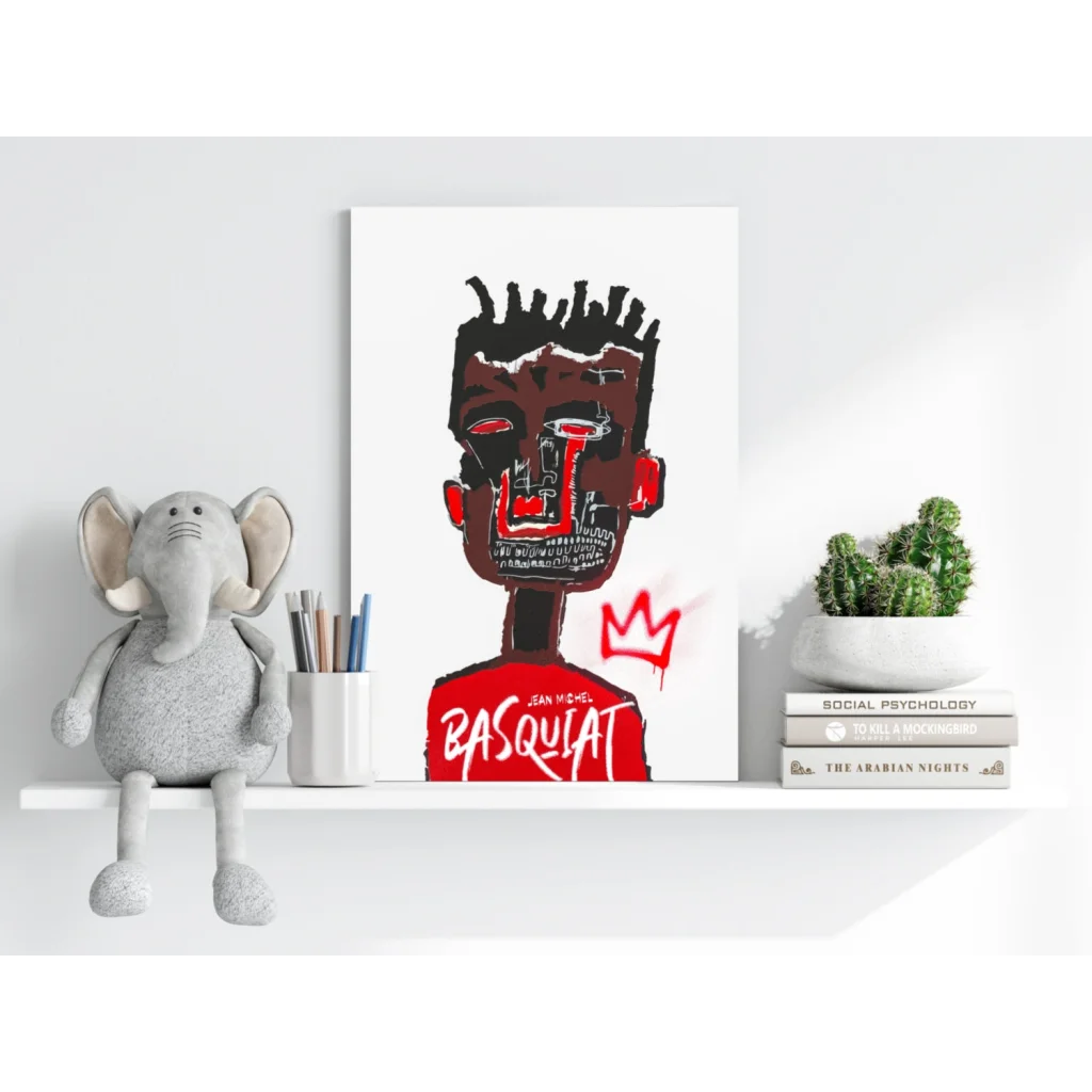 Bold red black Basquiat crown insigne aluminum prints 4-piece set