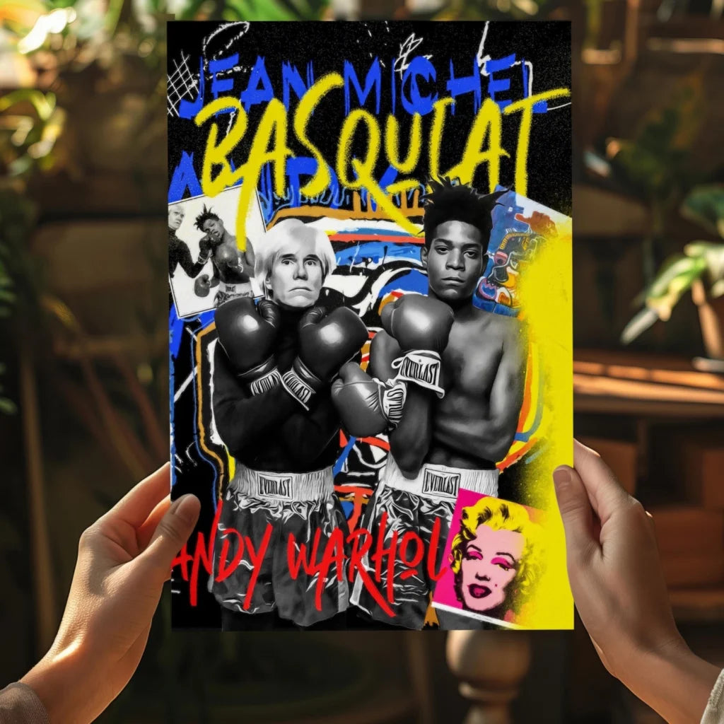 Vibrant Basquiat Warhol boxing pop art on Insigne aluminum prints