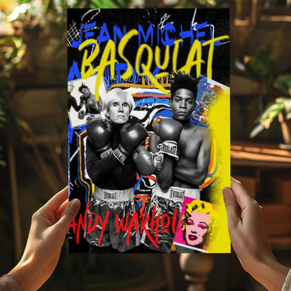 Vibrant Basquiat Warhol boxing pop art on Insigne aluminum prints