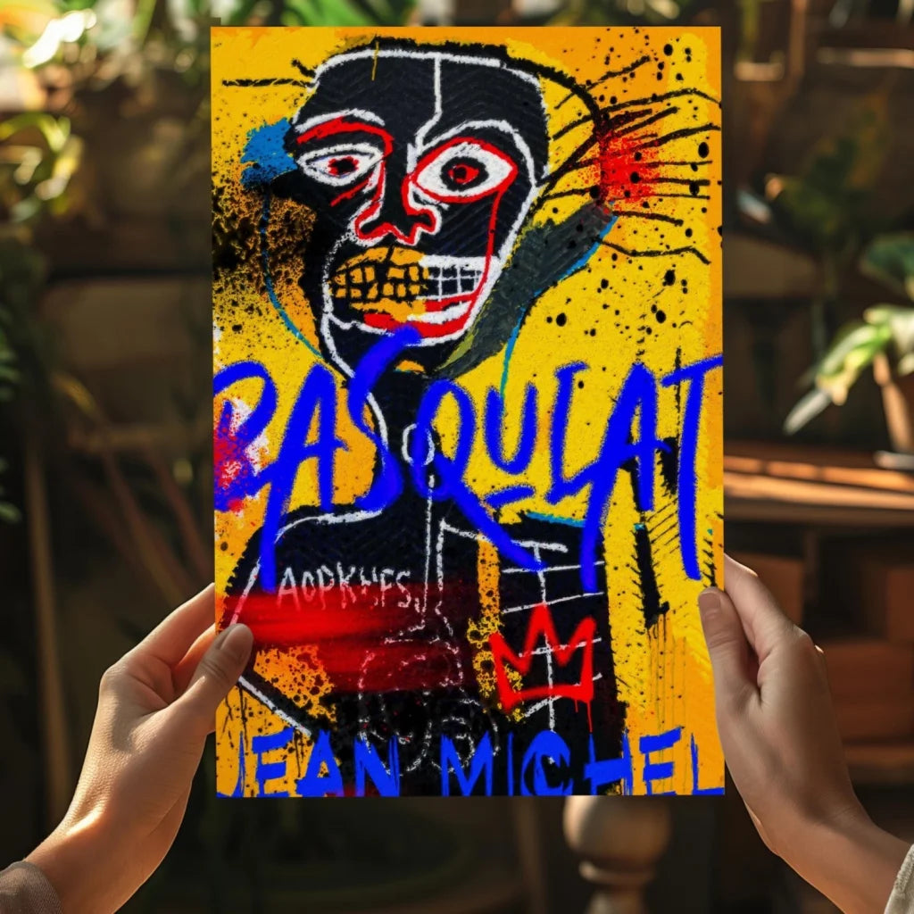 Vibrant Basquiat skull graffiti on insigne aluminum prints