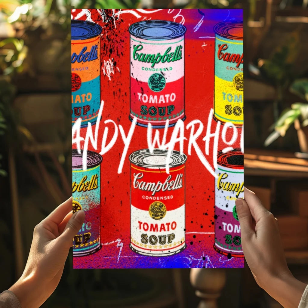 Vibrant Warhol Campbell Soup pop art on Insigne aluminum prints