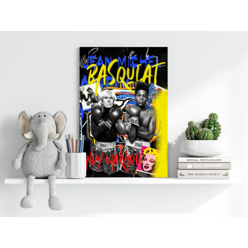 Vibrant Basquiat Warhol boxing pop art on Insigne aluminum prints