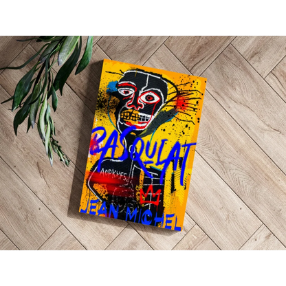 Vibrant Basquiat skull graffiti on insigne aluminum print