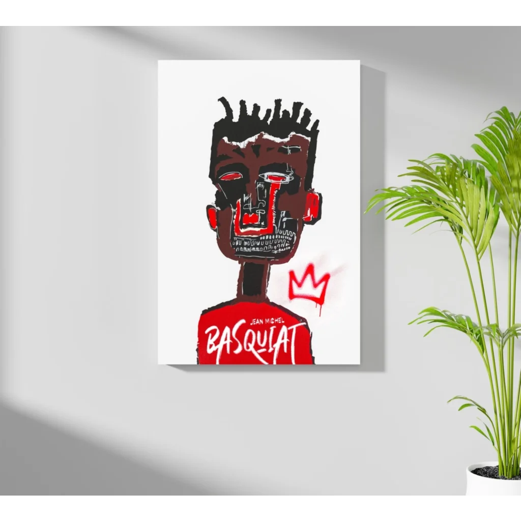 Bold red black Basquiat crown insigne aluminum prints 4-piece set portrait
