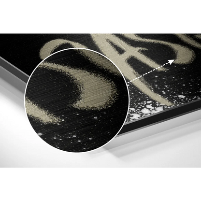 Basquiat graffiti art on brushed aluminium dibond print