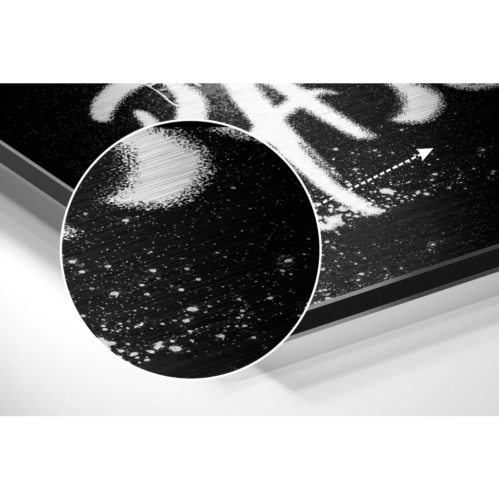 Black and white abstract Basquiat brushed aluminium dibond print
