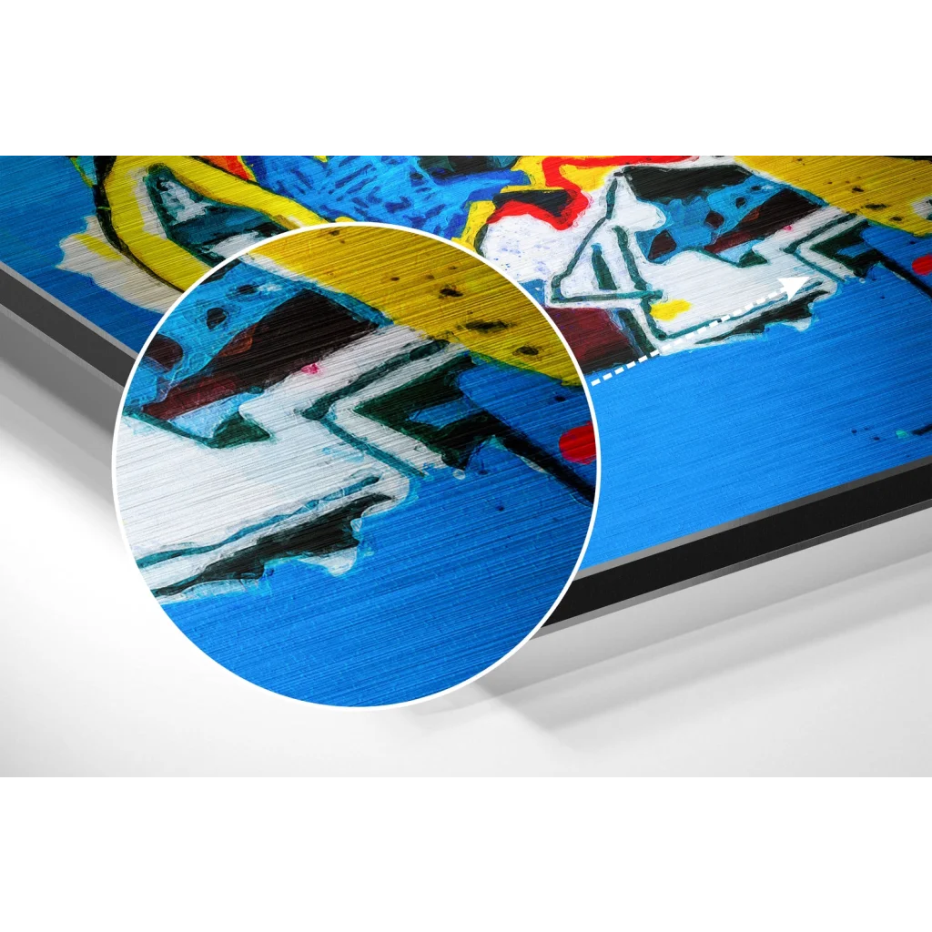 Vibrant graffiti art on brushed aluminium dibond panel