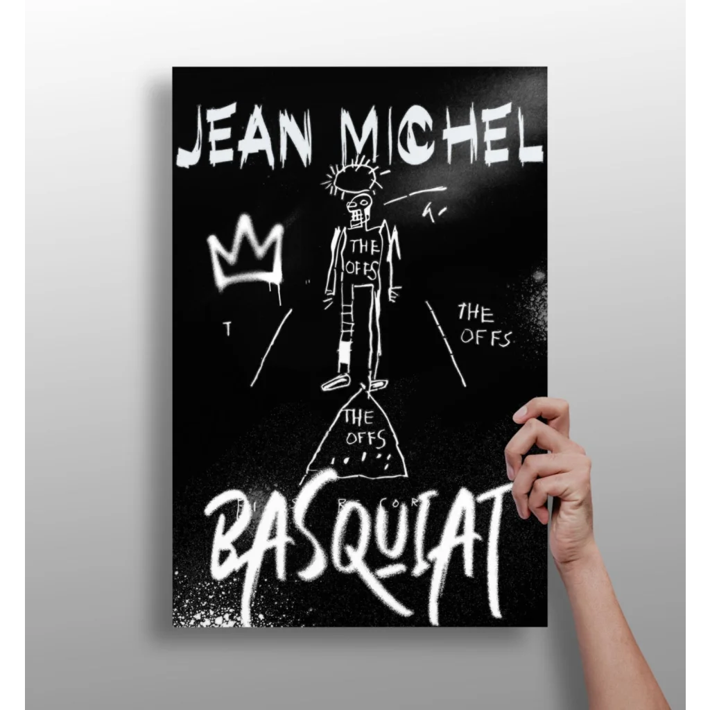 Basquiat Crown Graffiti Canvas Print with chalk-style portrait