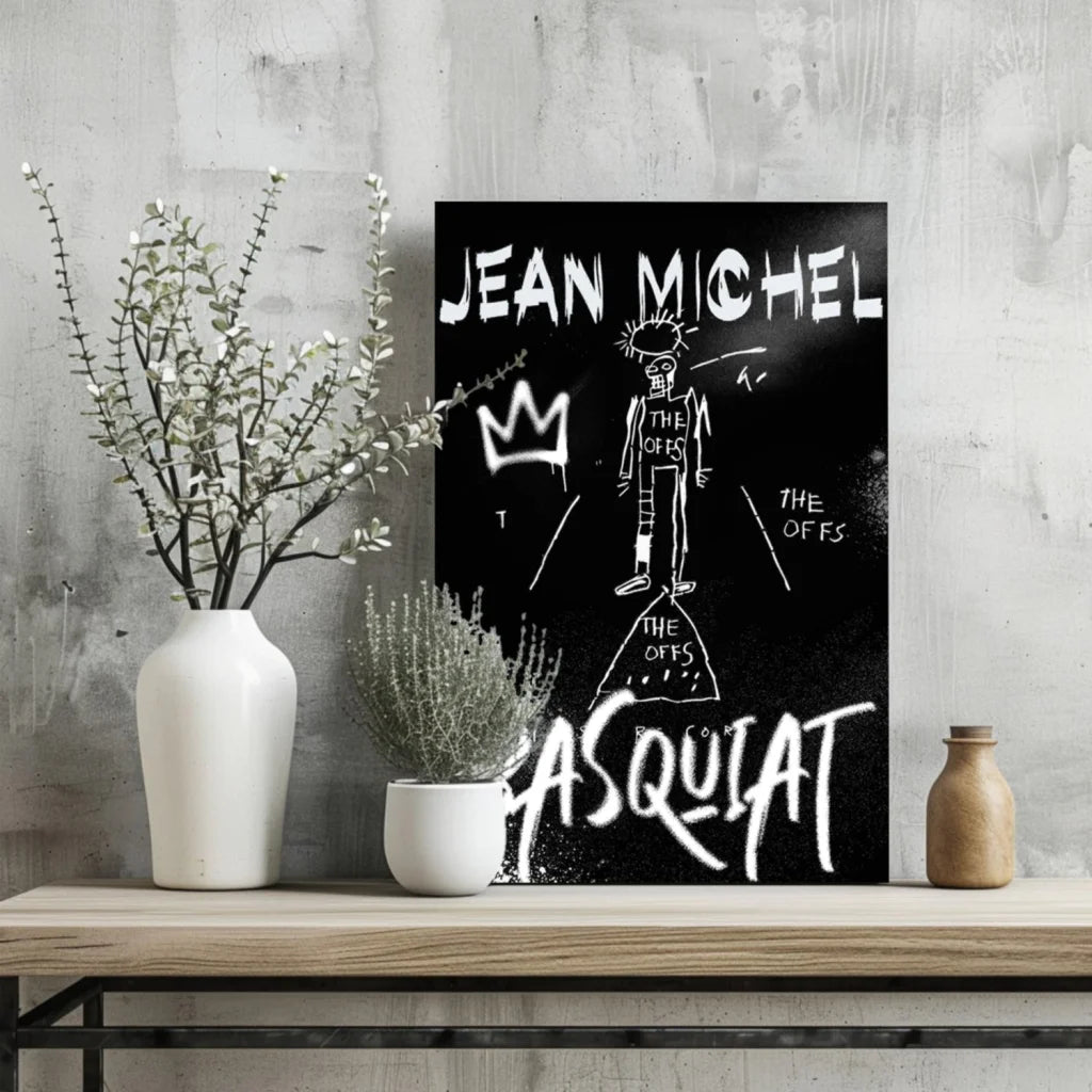 Black Basquiat Crown Graffiti Canvas Print on Poster