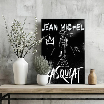 Black Basquiat Crown Graffiti Canvas Print on Poster