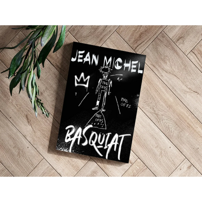 Black Basquiat Crown Graffiti Canvas Print with white lettering