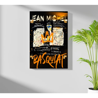 Basquiat graffiti art aluminum print set with crown motif