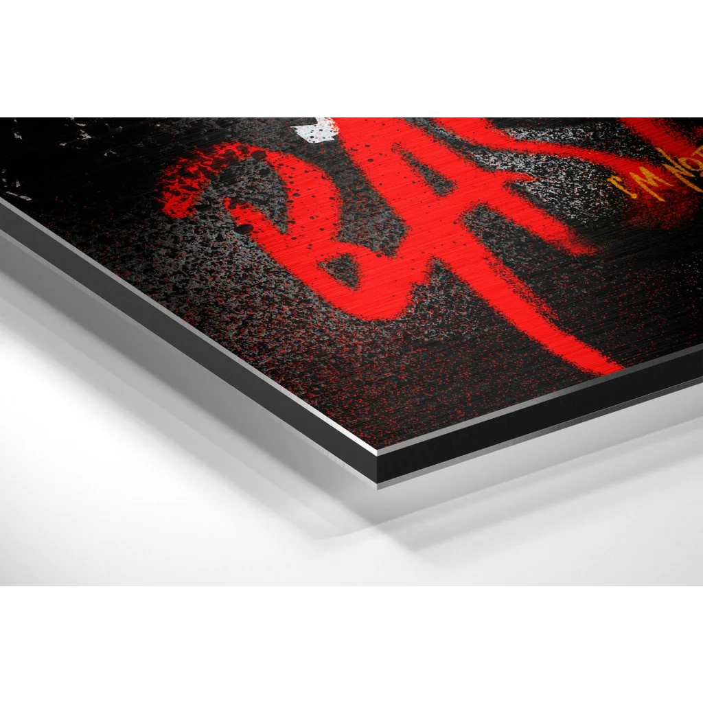 Glass Wall Art Basquiat graffiti art on brushed aluminium dibond print