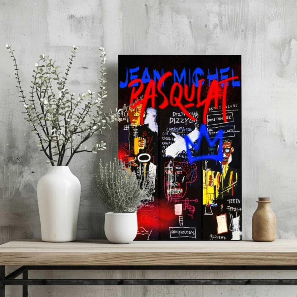 Jean-Michel Basquiat poster on Basquiat Neon Canvas 4-piece aluminum print set