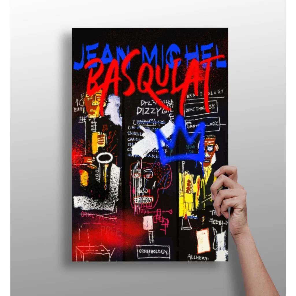 Jean-Michel Basquiat neon canvas 4-piece aluminum print set