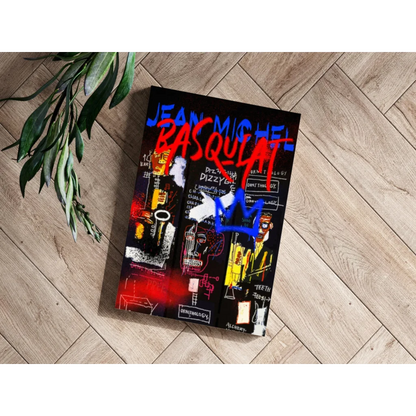 Vibrant neon Basquiat canvas art set, 4-piece aluminum print