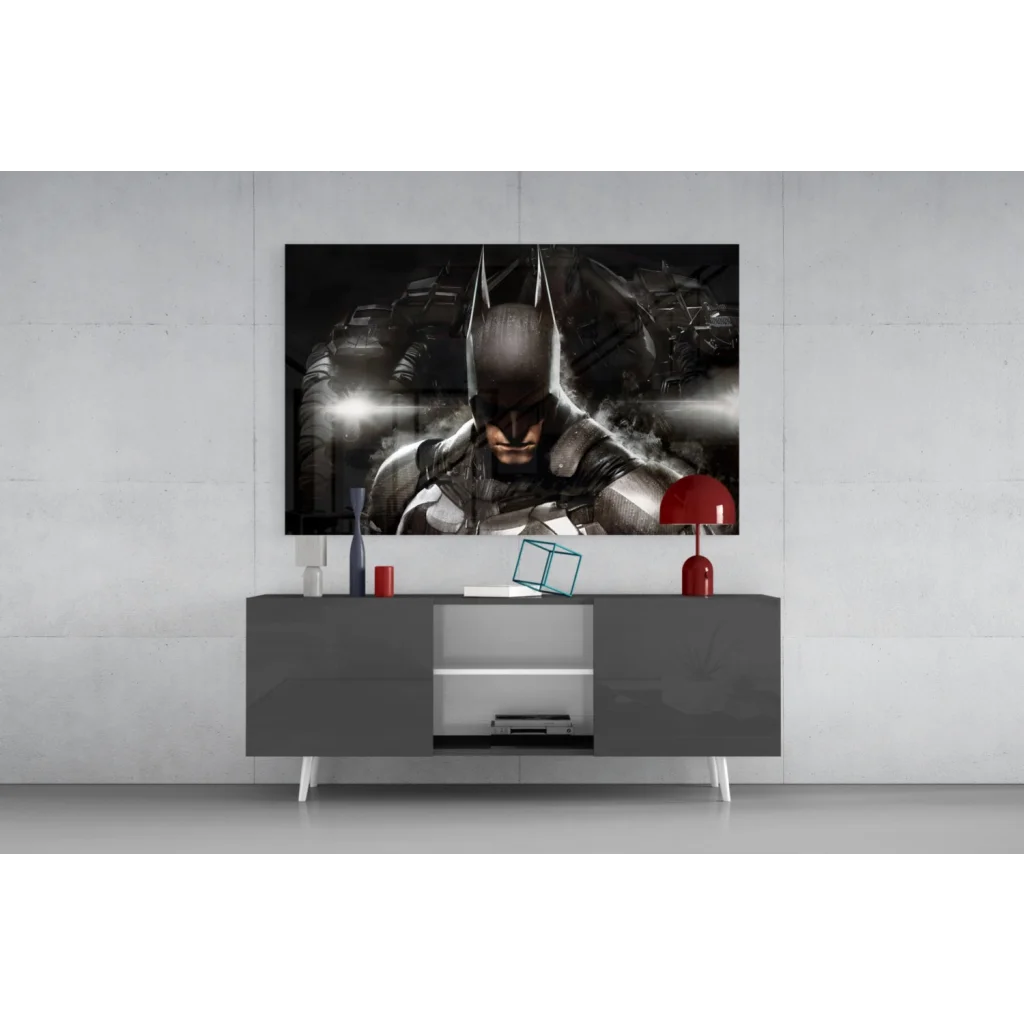 Batman armored suit black and white glass wall art poster