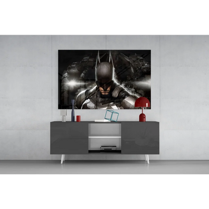 Batman armored suit black and white glass wall art poster