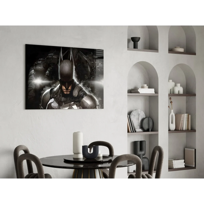Batman armored suit black and white glass wall art poster