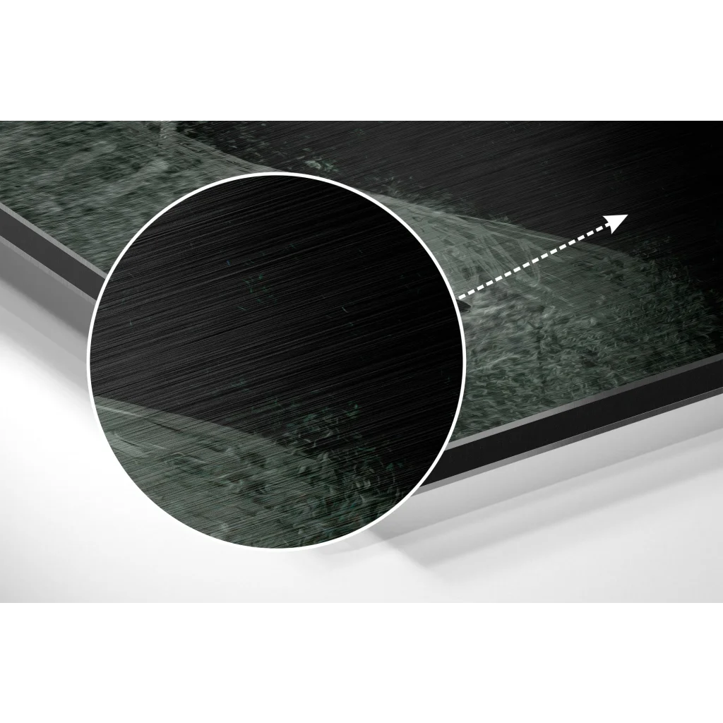 Stunning brushed aluminium dibond wall art in black metal frame
