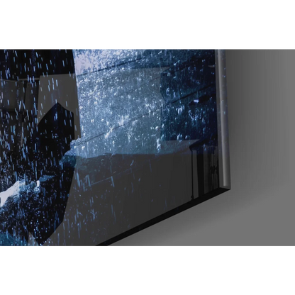 Batman Rainstorm glass wall art TV displaying vivid rainy scene
