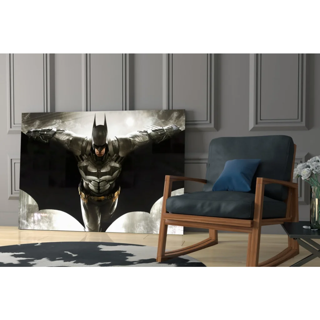 Batman dynamic pose glass wall art canvas print