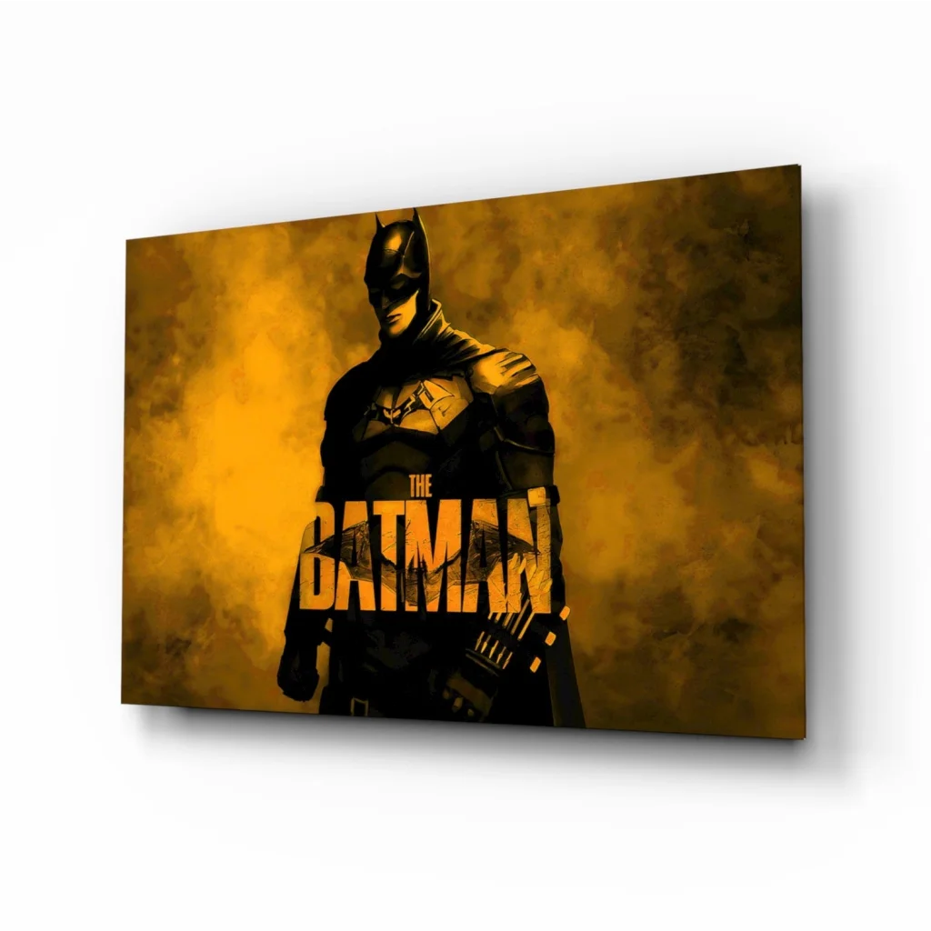 The Batman canvas wall art with golden yellow background