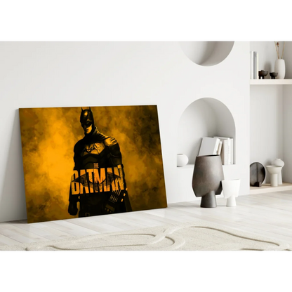 Batman canvas wall art with golden yellow background