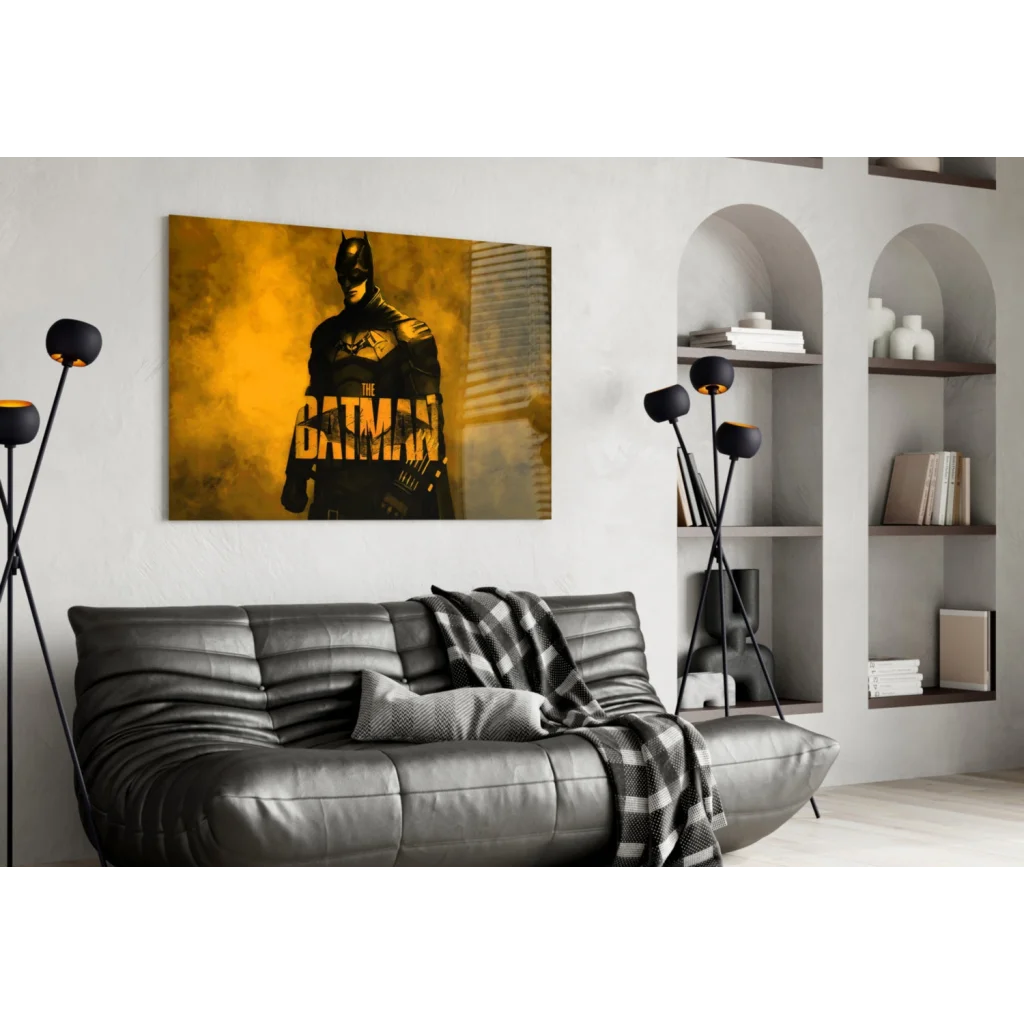 Batman canvas wall art poster with striking yellow black design