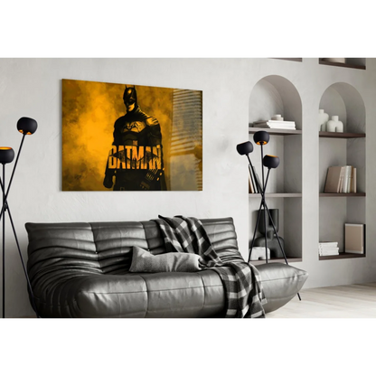 Batman canvas wall art poster with striking yellow black design