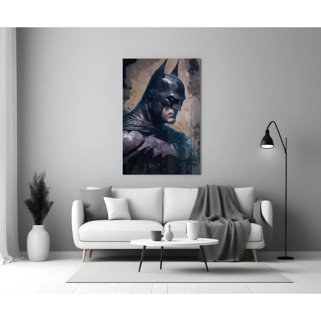Batman Glass Wall Art with Textured Watercolor Design | Modern Wall Art Decor | vintageantiquesgifts.com