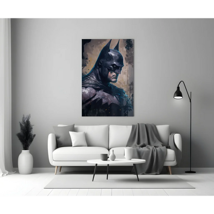 Batman Glass Wall Art with Textured Watercolor Design | Modern Wall Art Decor | vintageantiquesgifts.com