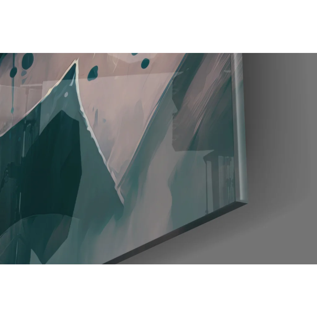 Batman glass wall art with teal pink geometric shapes