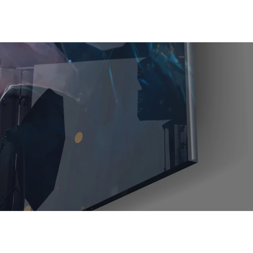 Batman glass wall art with textured watercolor TV design