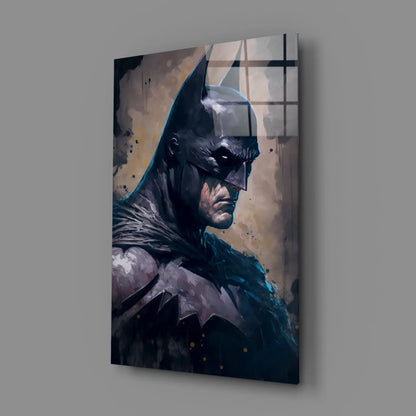 Batman Glass Wall Art with Textured Watercolor Design | Glass Wall Art Print | vintageantiquesgifts.com