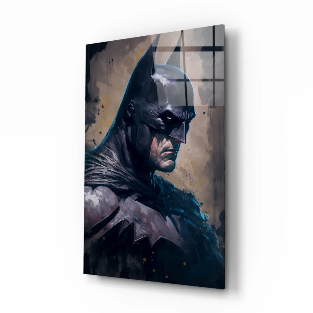 Batman Glass Wall Art with Textured Watercolor Design | Insigneart USA | vintageantiquesgifts.com