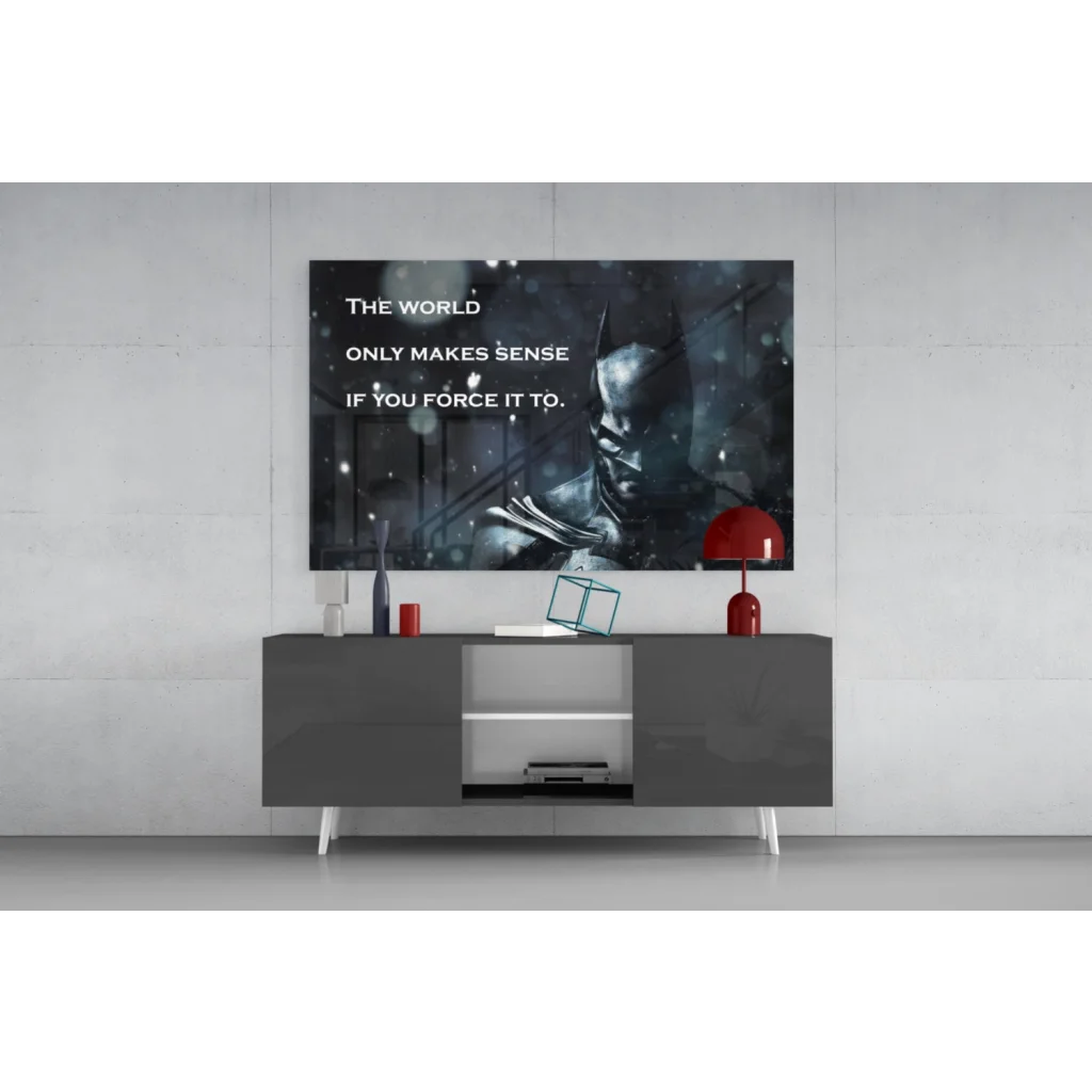 Dark Batman snowy quote glass wall art canvas print