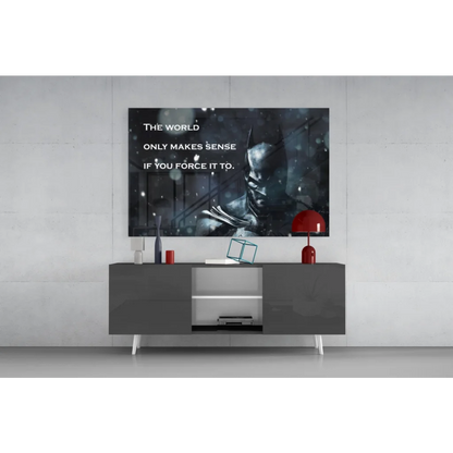 Dark Batman snowy quote glass wall art canvas print
