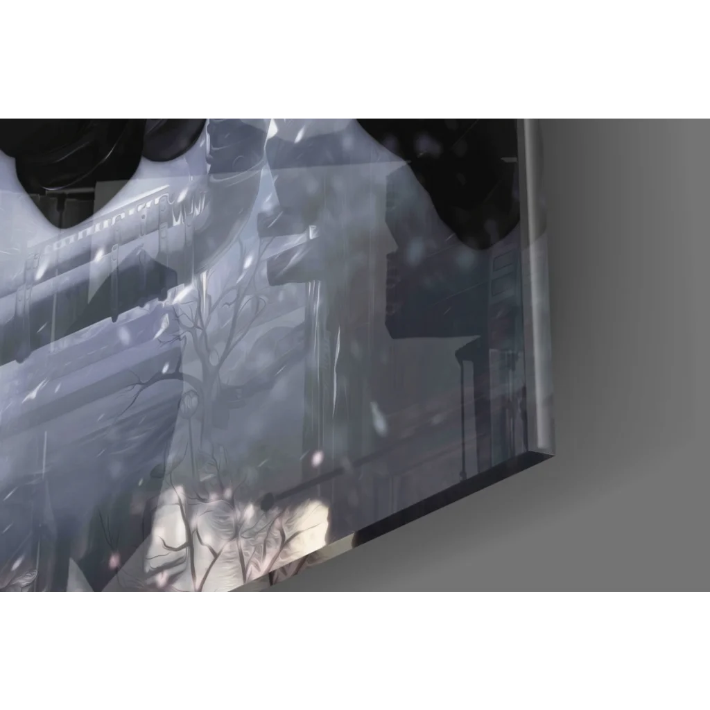 Epic Batman glass wall art in sleek transparent frame with winter scene